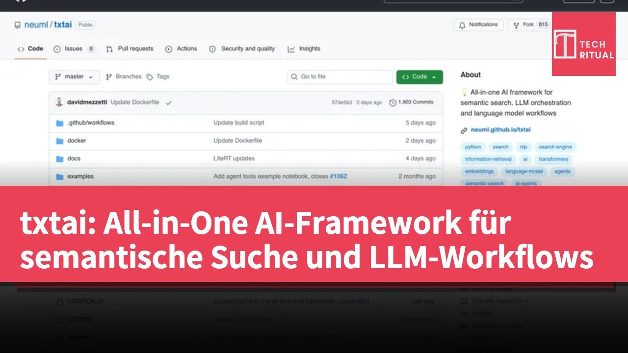 txtai: All-in-One AI-Framework für semantische Suche und LLM-Workflows