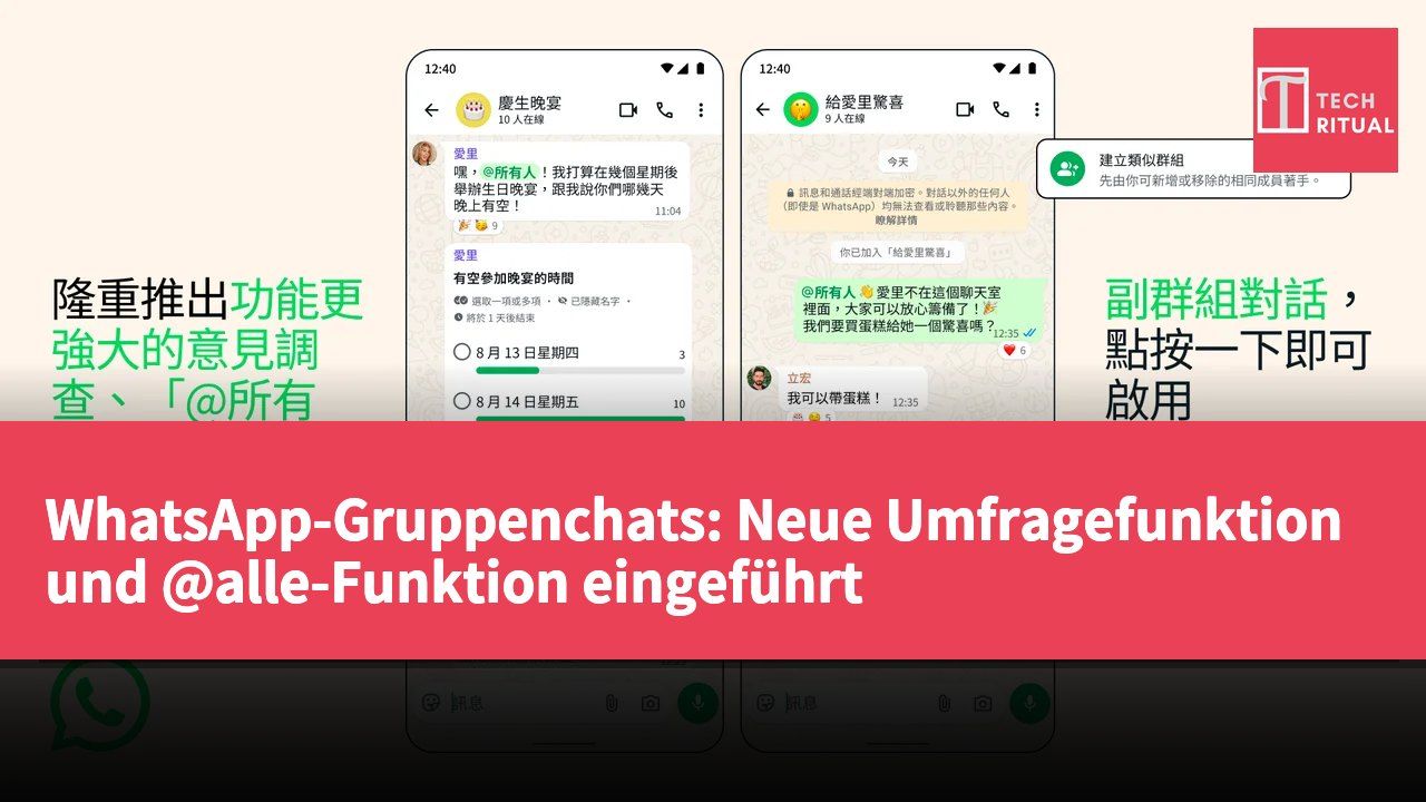 WhatsApp-Gruppenchats: Neue Umfragefunktion und @alle-Funktion eingeführt
