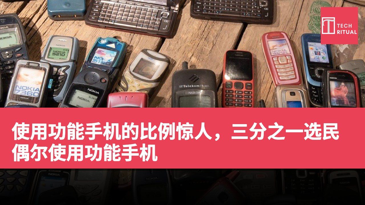 使用功能手机的比例惊人，三分之一选民偶尔使用功能手机