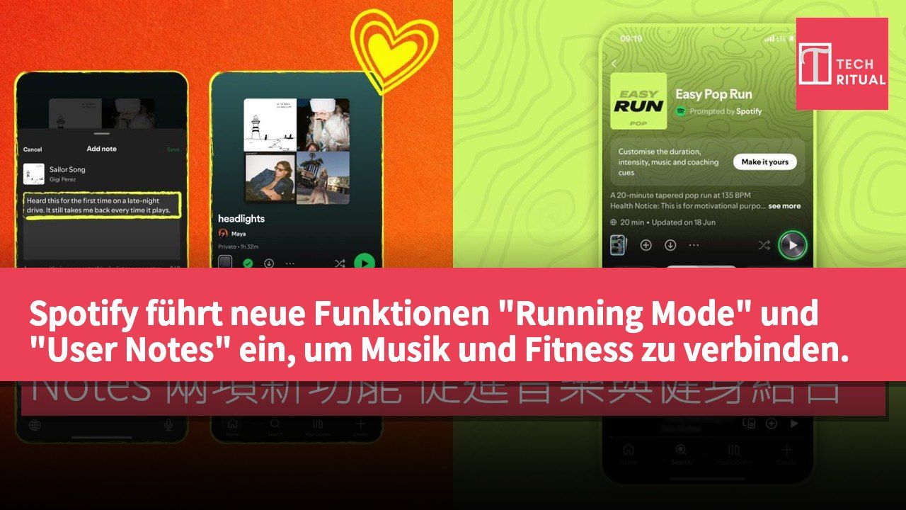Spotify führt neue Funktionen "Running Mode" und "User Notes" ein, um Musik und Fitness zu verbinden.