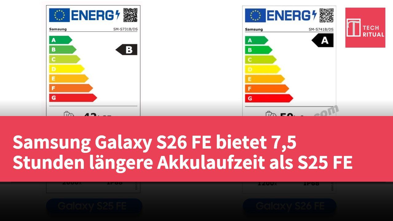 Samsung Galaxy S26 FE bietet 7,5 Stunden längere Akkulaufzeit als S25 FE