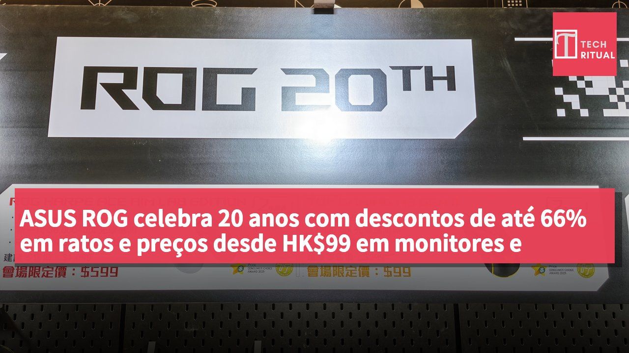 ASUS ROG celebra 20 anos com descontos de até 66% em ratos e preços desde HK$99 em monitores e routers