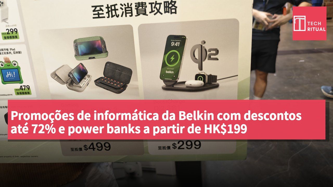 Promoções de informática da Belkin com descontos até 72% e power banks a partir de HK$199