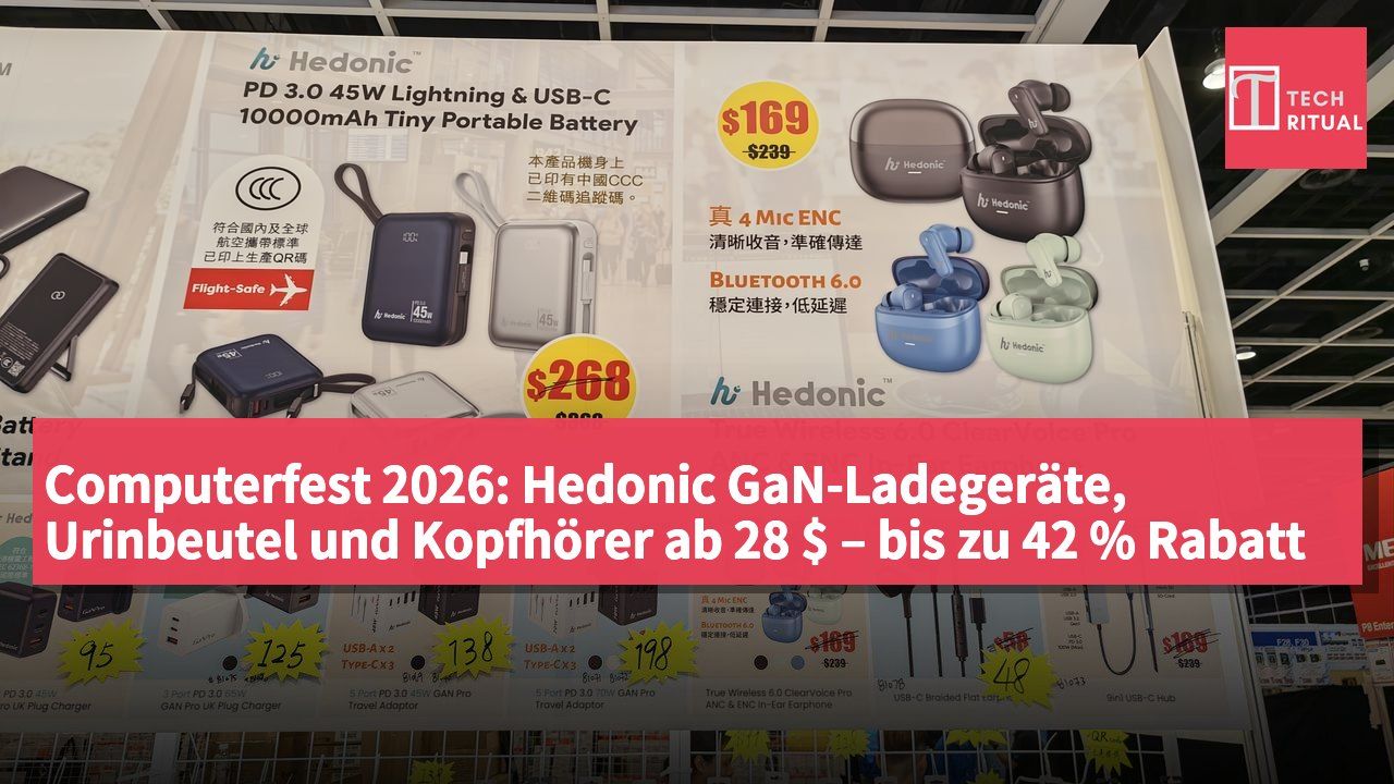 Computerfest 2026: Hedonic GaN-Ladegeräte, Urinbeutel und Kopfhörer ab 28 $ – bis zu 42 % Rabatt