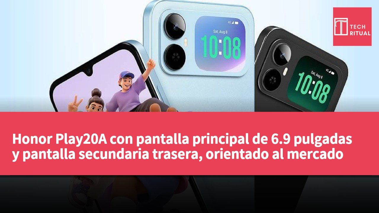 Honor Play20A con pantalla principal de 6.9 pulgadas y pantalla secundaria trasera, orientado al mercado de entrada