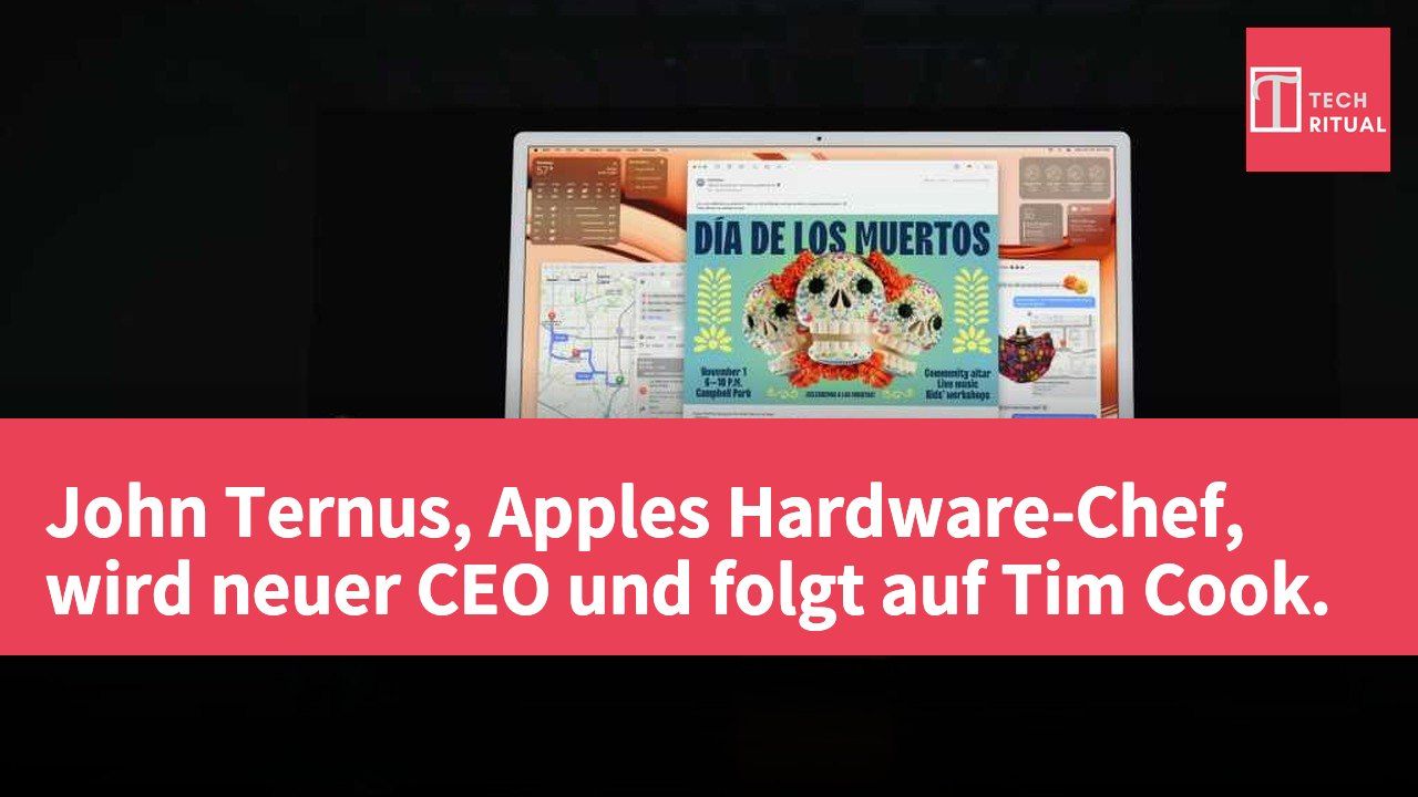 John Ternus, Apples Hardware-Chef, wird neuer CEO und folgt auf Tim Cook.