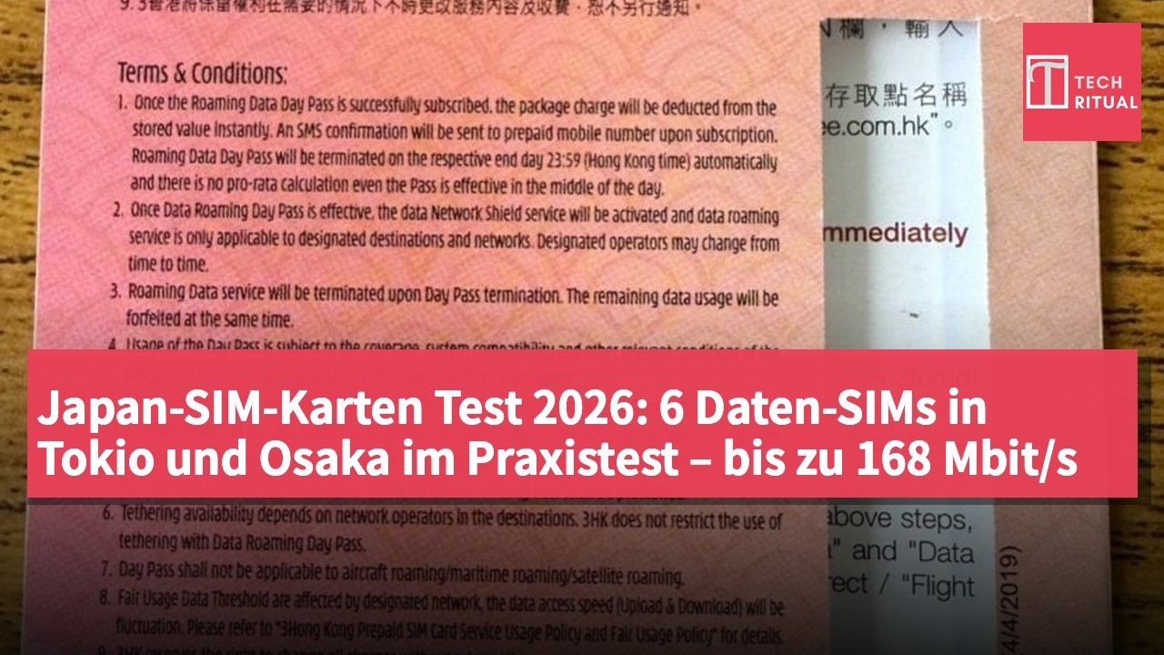 Japan-SIM-Karten Test 2026: 6 Daten-SIMs in Tokio und Osaka im Praxistest – bis zu 168 Mbit/s