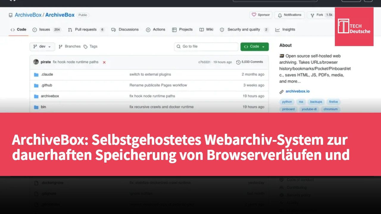 ArchiveBox: Selbstgehostetes Webarchiv-System zur dauerhaften Speicherung von Browserverläufen und Lesezeichen