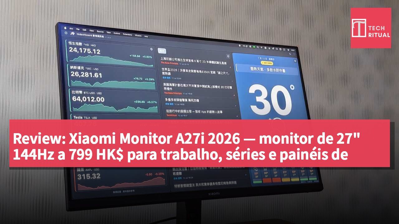 Review: Xiaomi Monitor A27i 2026 — monitor de 27" 144Hz a 799 HK$ para trabalho, séries e painéis de informação