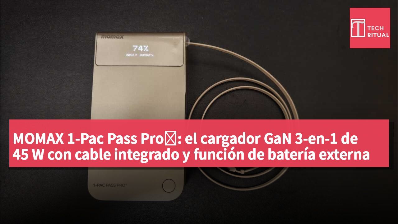 MOMAX 1-Pac Pass Pro⁺: el cargador GaN 3-en-1 de 45 W con cable integrado y función de batería externa por HK$479
