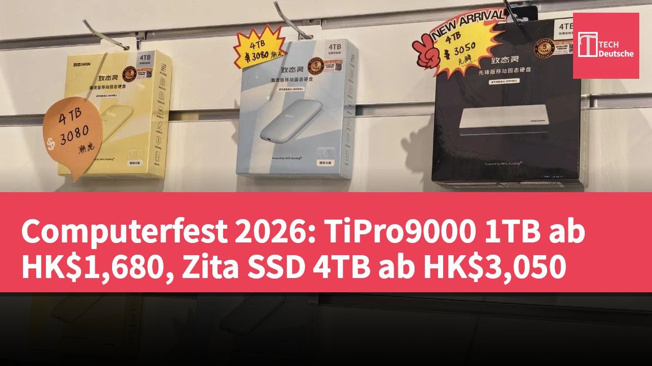 Computerfest 2026: TiPro9000 1TB ab HK$1,680, Zita SSD 4TB ab HK$3,050