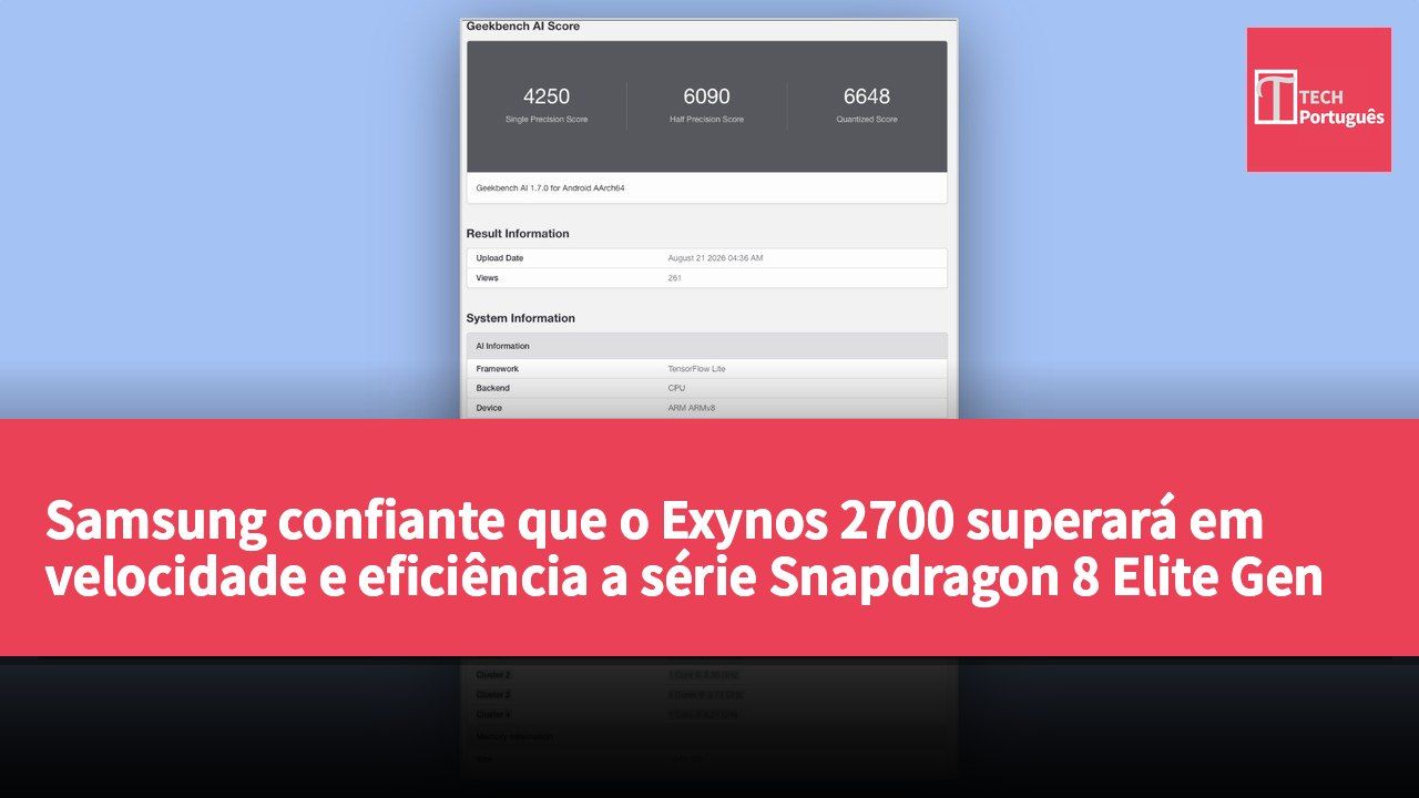 Samsung confiante que o Exynos 2700 superará em velocidade e eficiência a série Snapdragon 8 Elite Gen 6
