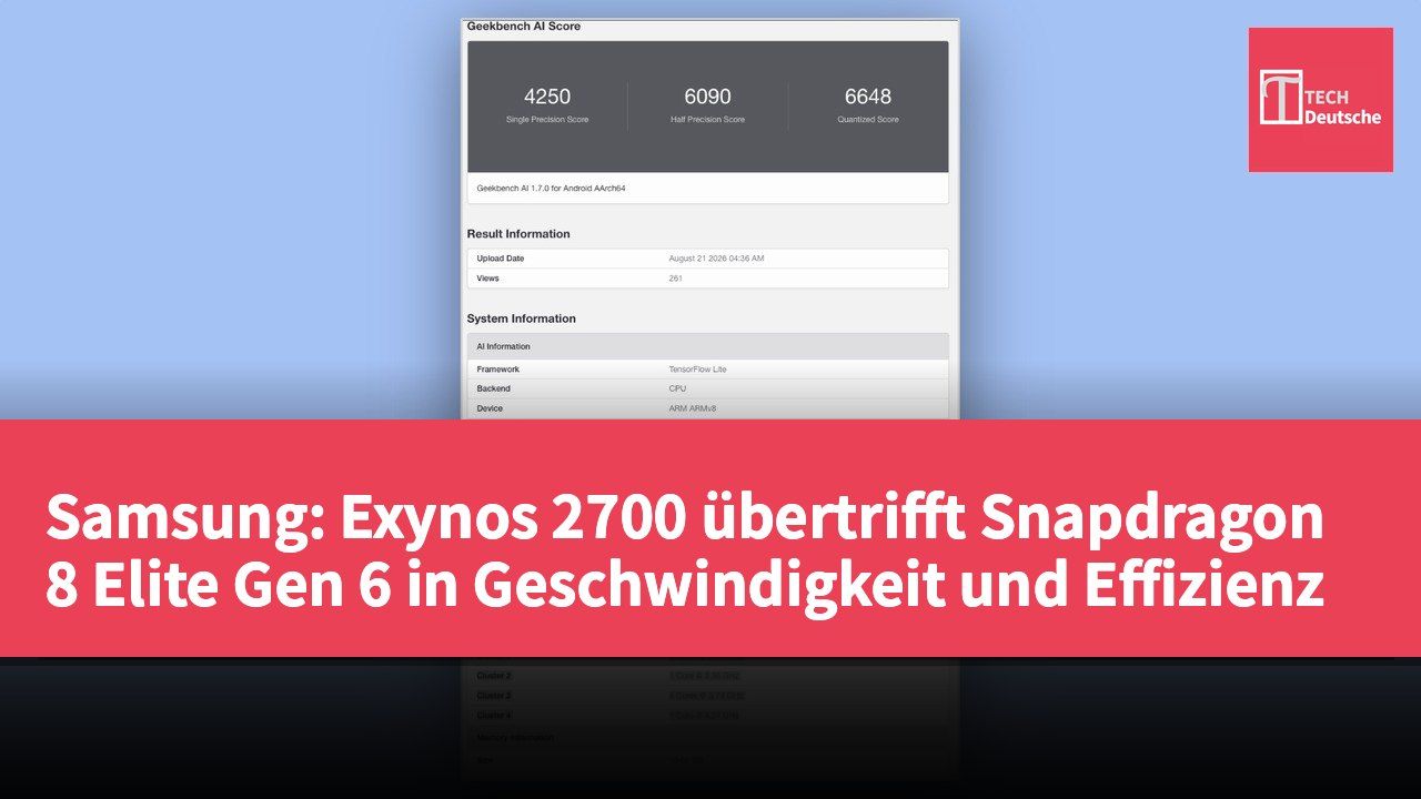 Samsung: Exynos 2700 übertrifft Snapdragon 8 Elite Gen 6 in Geschwindigkeit und Effizienz