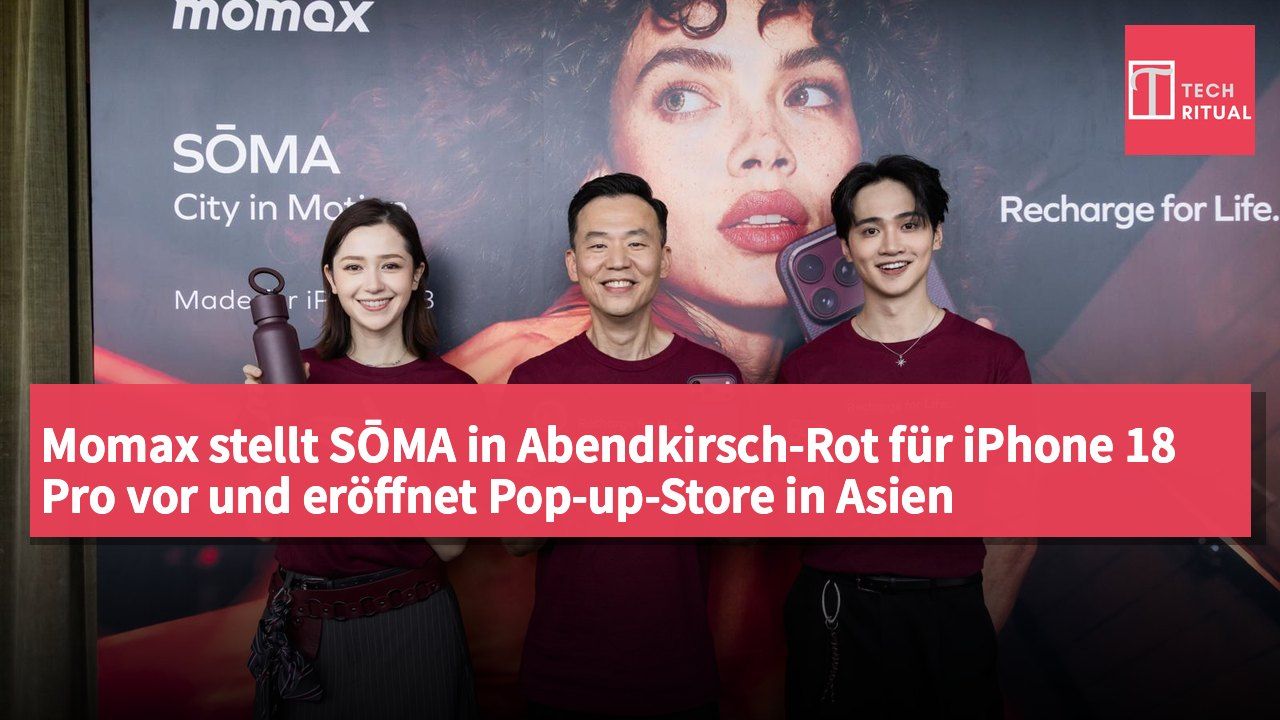 Momax stellt SŌMA in Abendkirsch-Rot für iPhone 18 Pro vor und eröffnet Pop-up-Store in Asien