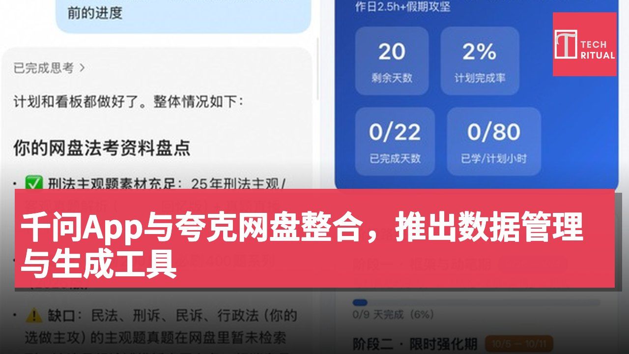 千问App与夸克网盘整合,推出数据管理与生成工具
