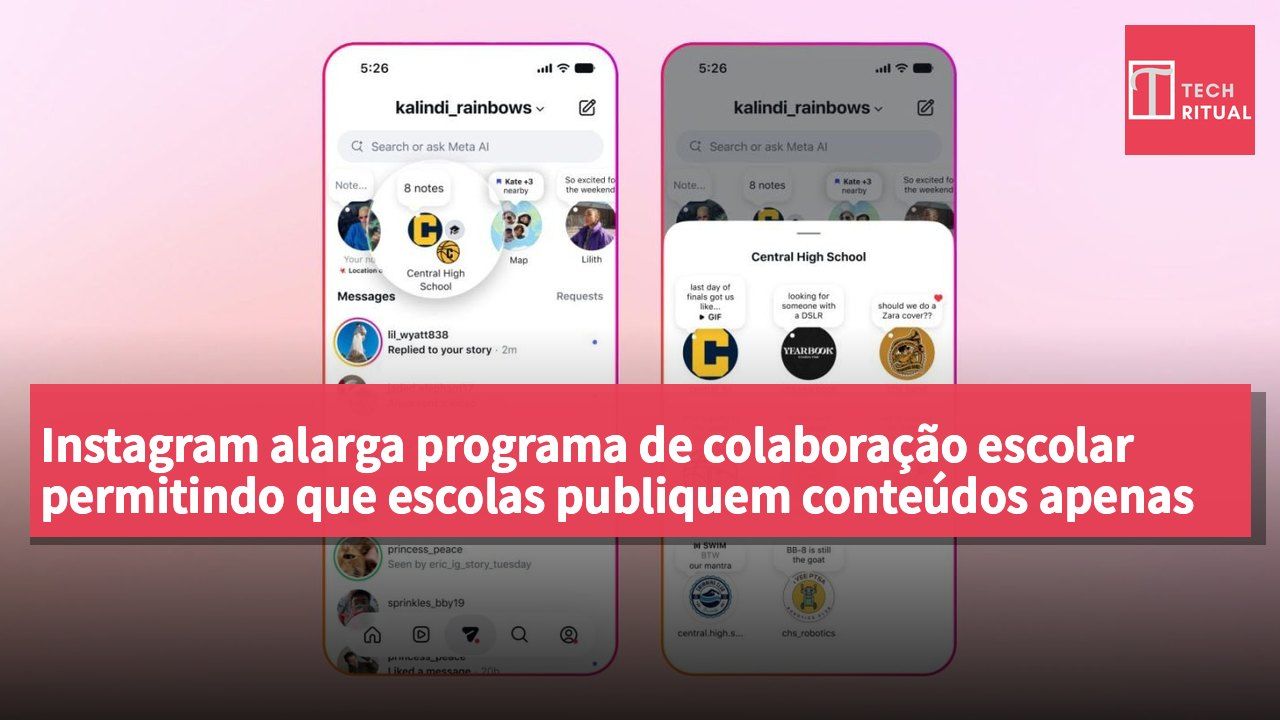 Instagram alarga programa de colaboração escolar permitindo que escolas publiquem conteúdos apenas para alunos.