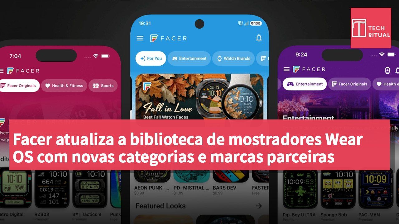 Facer atualiza a biblioteca de mostradores Wear OS com novas categorias e marcas parceiras