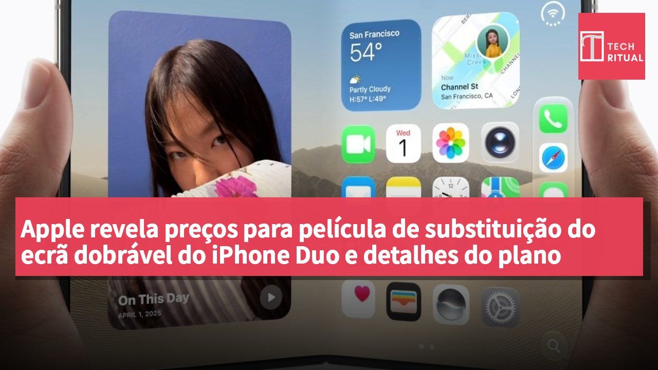 Apple revela preços para película de substituição do ecrã dobrável do iPhone Duo e detalhes do plano Apple Care