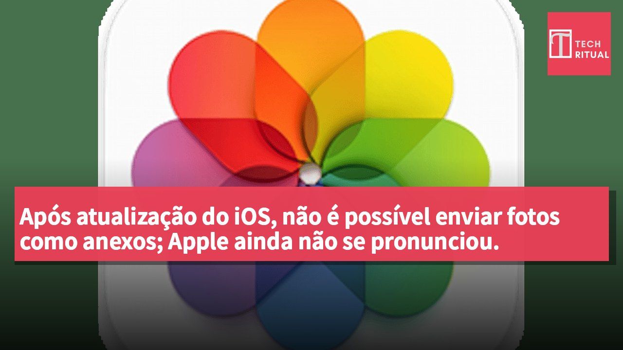 Após atualização do iOS, não é possível enviar fotos como anexos; Apple ainda não se pronunciou.