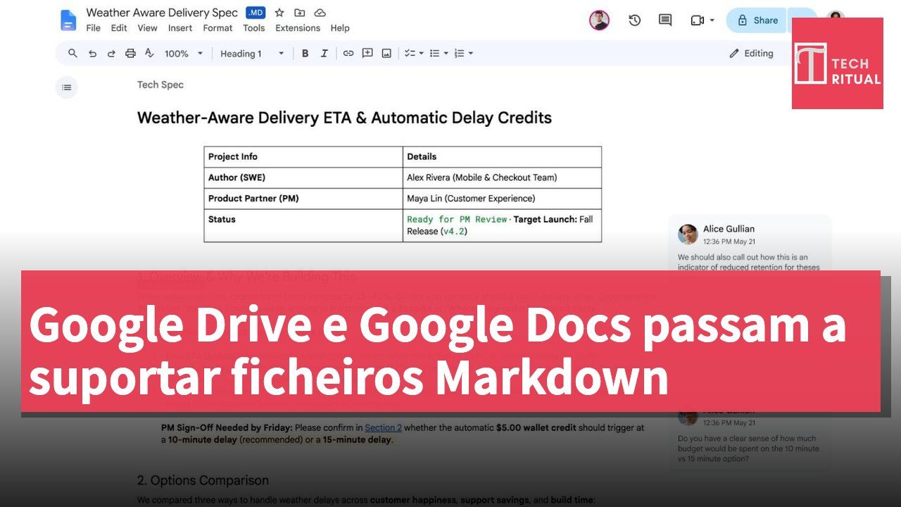 Google Drive e Google Docs passam a suportar ficheiros Markdown
