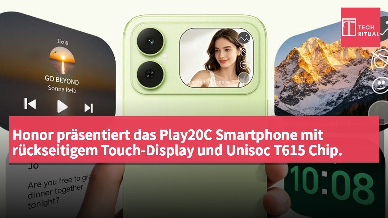 Honor präsentiert das Play20C Smartphone mit rückseitigem Touch-Display und Unisoc T615 Chip.