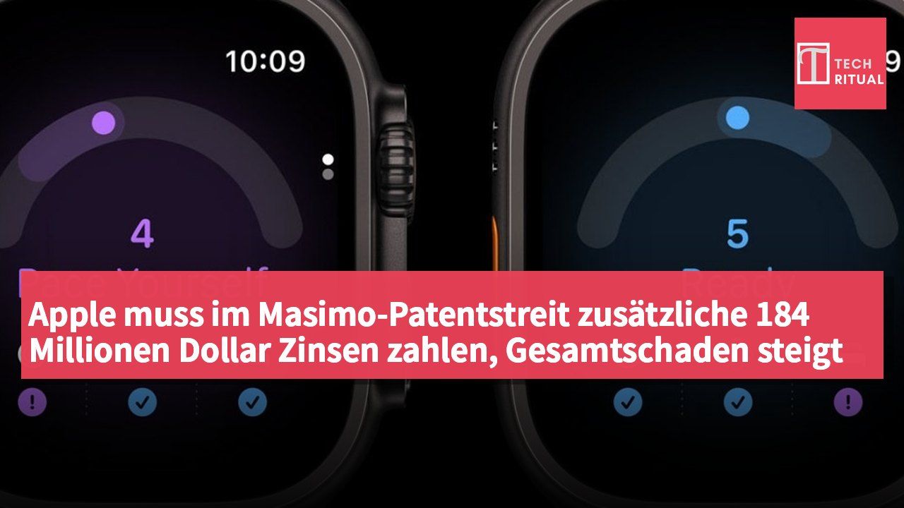 Apple muss im Masimo-Patentstreit zusätzliche 184 Millionen Dollar Zinsen zahlen, Gesamtschaden steigt auf 818 Millionen Dollar