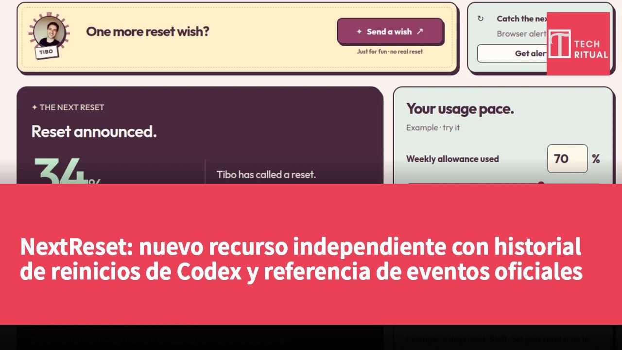 NextReset: nuevo recurso independiente con historial de reinicios de Codex y referencia de eventos oficiales de IA