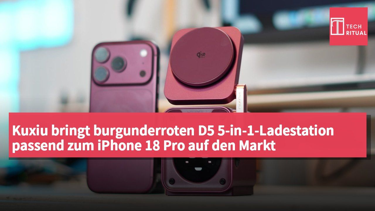 Kuxiu bringt burgunderroten D5 5-in-1-Ladestation passend zum iPhone 18 Pro auf den Markt