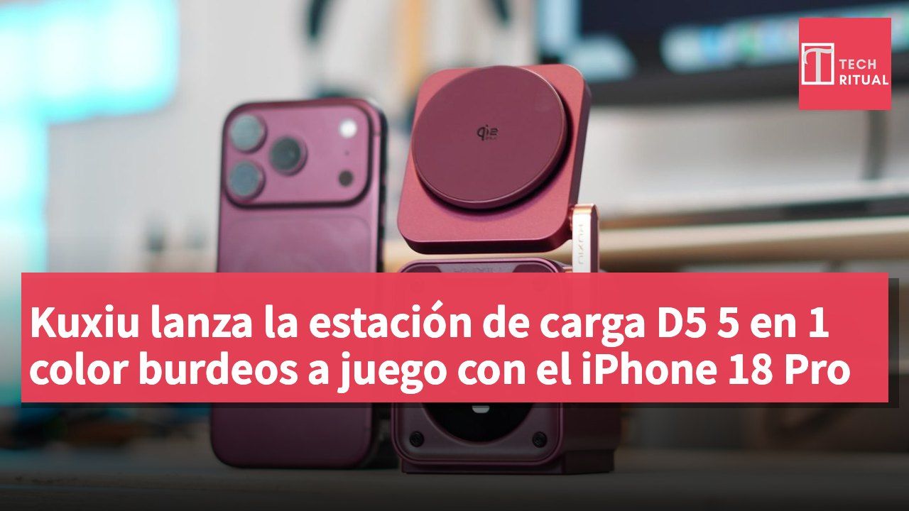 Kuxiu lanza la estación de carga D5 5 en 1 color burdeos a juego con el iPhone 18 Pro
